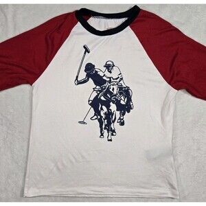US Polo Assn Long Sleeve T Shirt Boys Size 8 White Red